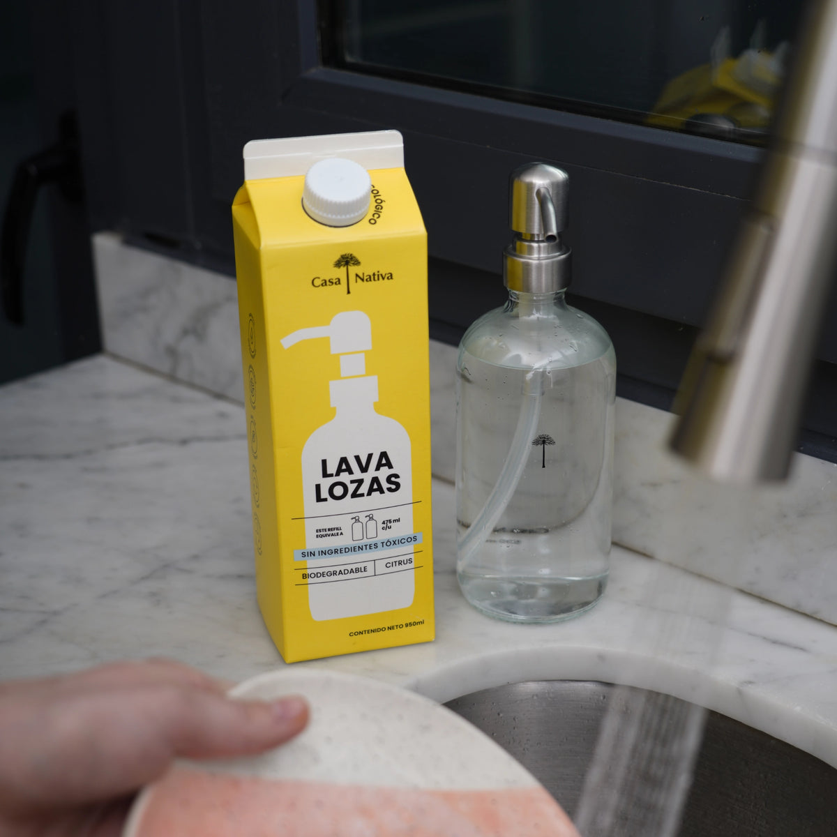 Dispensador Lavaloza Vidrio Transparente